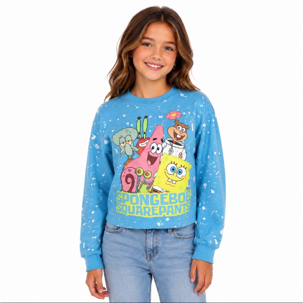 SPONGE BOB SQUARE PANTS Kids Teal Sweatshirt Size: XXL/XXG(19)